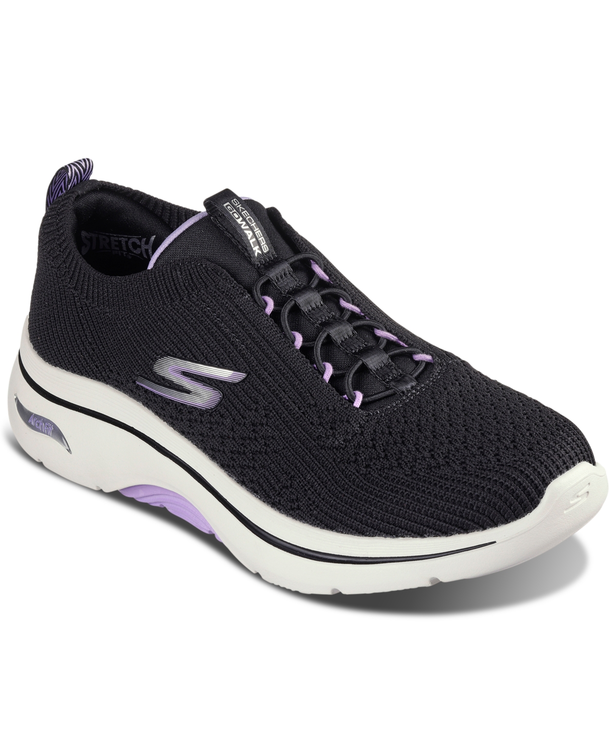 Women's Go Walk Arch Fit- Crystal Waves Walking Sneakers from Finish Line - Black, Lavender