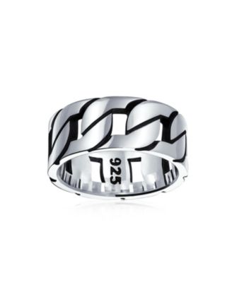 Biker Jewelry Urban Wide Open Curb Chain Link Ring Band Gothic Tribal Solid .925 Sterling Silver Handmade In Turkey