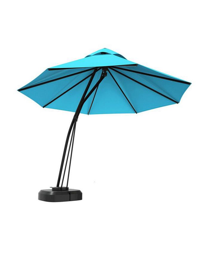 Slickblue 11 Feet Outdoor Cantilever Hanging Umbrella with Base and