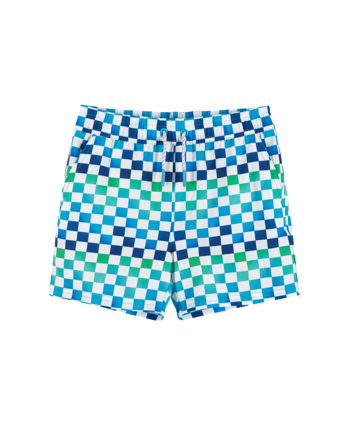 ANDY & EVAN CHILD BOYS OMBRE CHECKER BOARDSHORT W/BUILT-IN COMFORT STRETCH SHORT LINER
