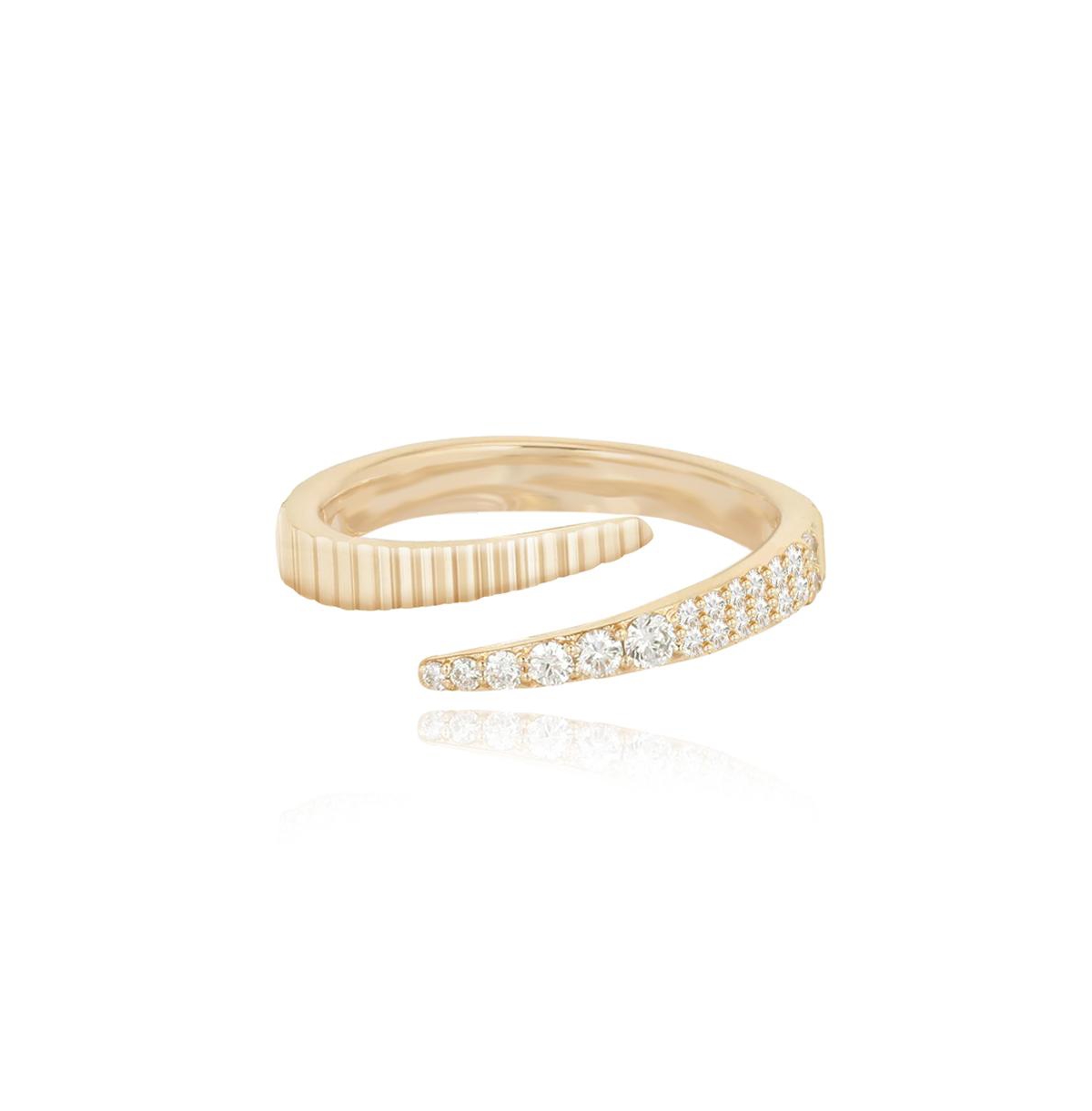 Aj by Alev Fluted Swirl Gold and White Topaz Ring - Gold