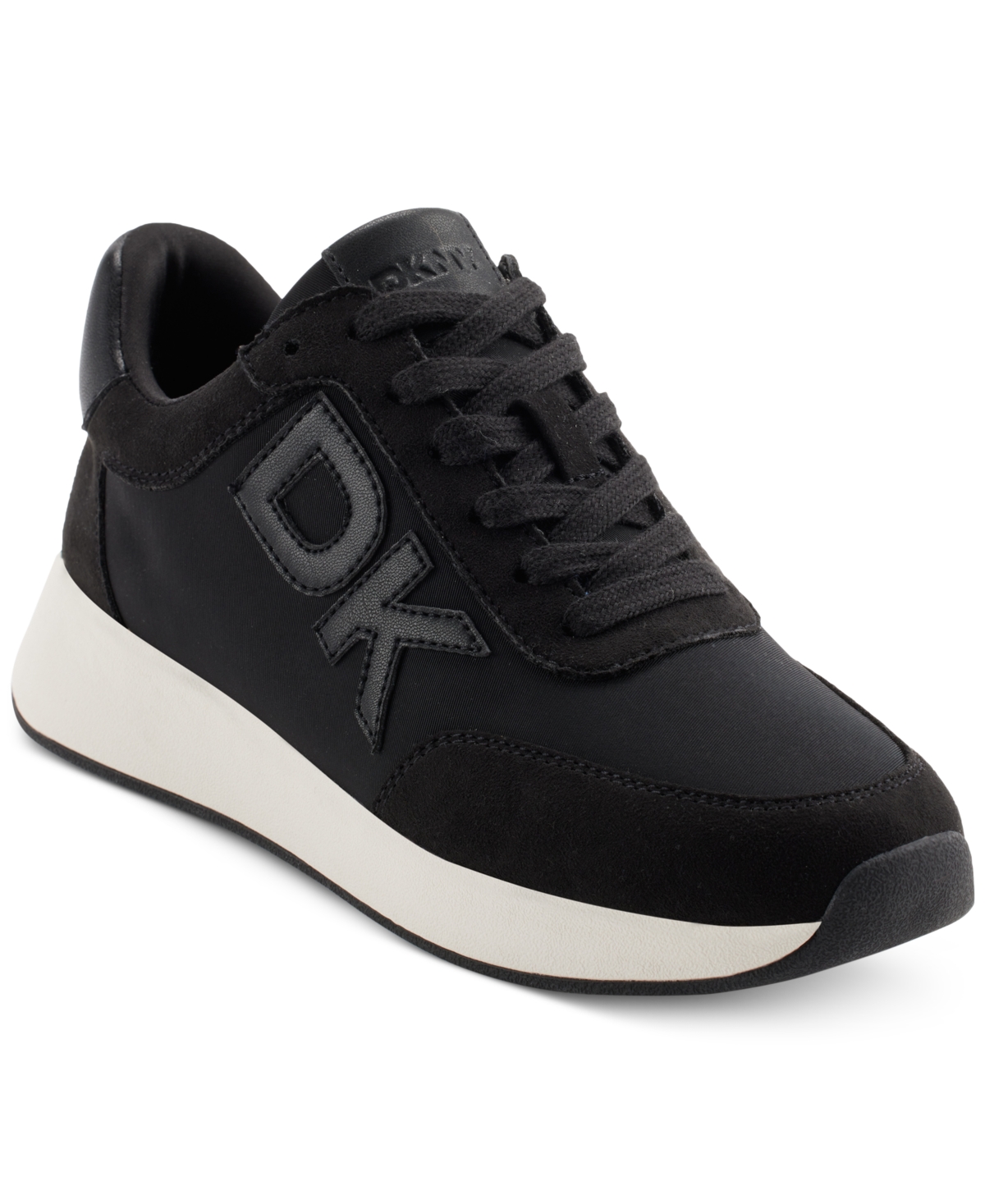 Shop Dkny Oaks Logo Applique Athletic Lace Up Sneakers, Created For Macy's In Black