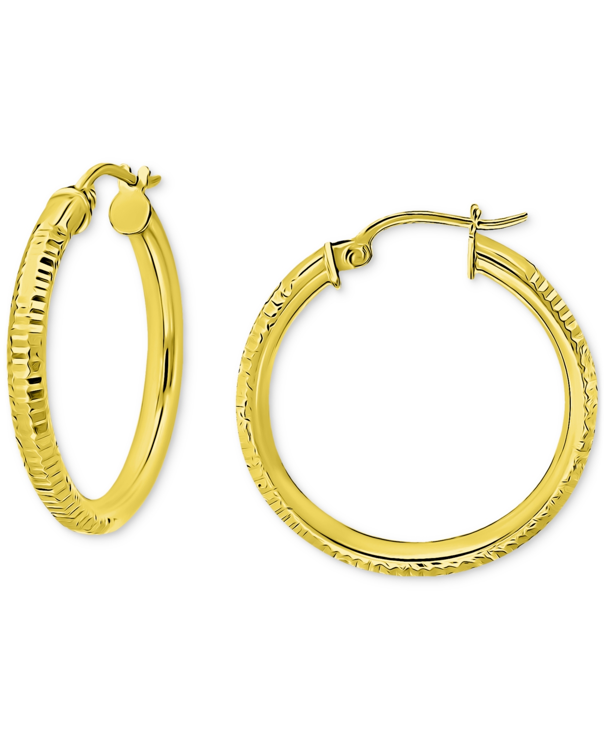 Giani Bernini Ridged Tube Small Hoop Earrings In 18k Gold-plated Sterling Silver, 25mm, Created For Macy's