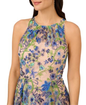 Adrianna Papell Floral Embroidered Fit & Flare Party Dress - Macy's