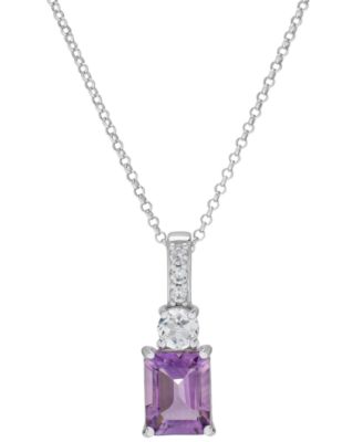 Victoria Townsend - Amethyst (2-1/4 ct. t.w.) & Lab-Grown White Sapphire (5/8 ct. t.w.) 18" Pendant Necklace in Sterling Silver