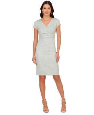 Adrianna Papell - Women's Short-Sleeve Jacquard Dress