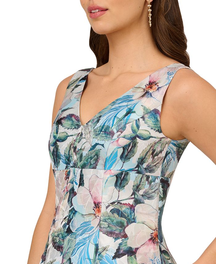 Adrianna Papell Floral Jacquard A-Line Dress - Macy's