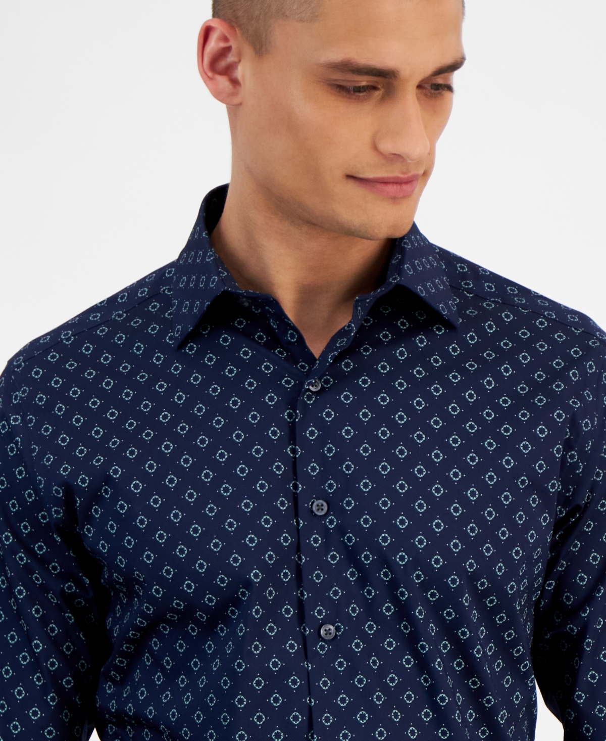 Alfani Men's Slim-Fit 4-Way Stretch Medallion Dress Shirt, Created for Macy's