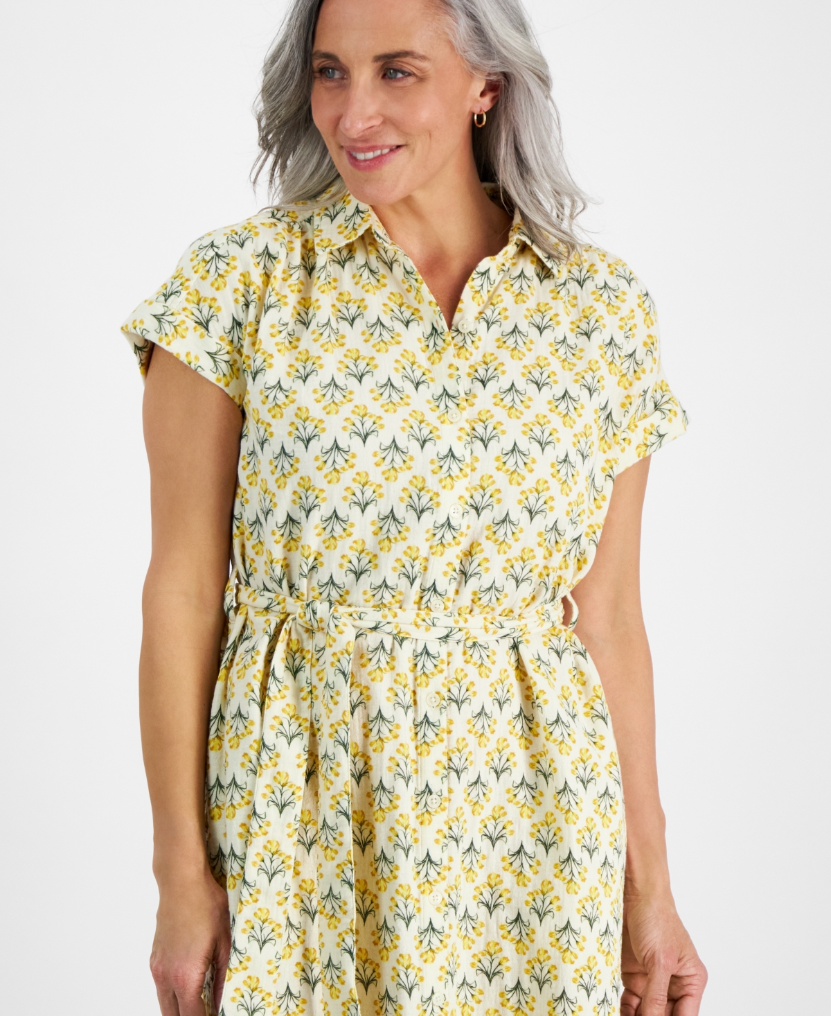 Style & Co Petite Flower Bunch Camp Shirt Dress, Created for Macy's