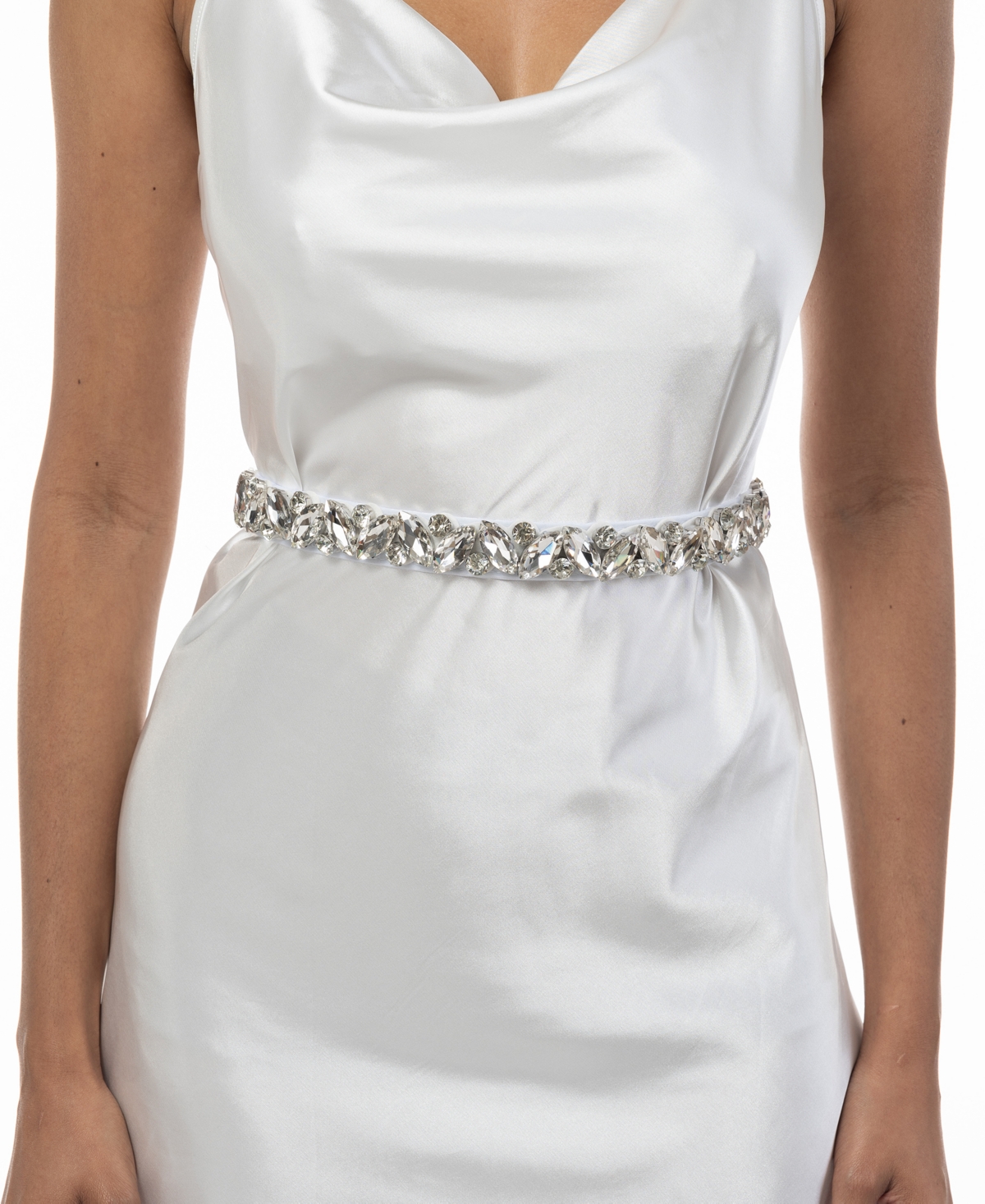 Bellissima Millinery Collection Women's Rhinestone Bridal Sash Belt In White Silver