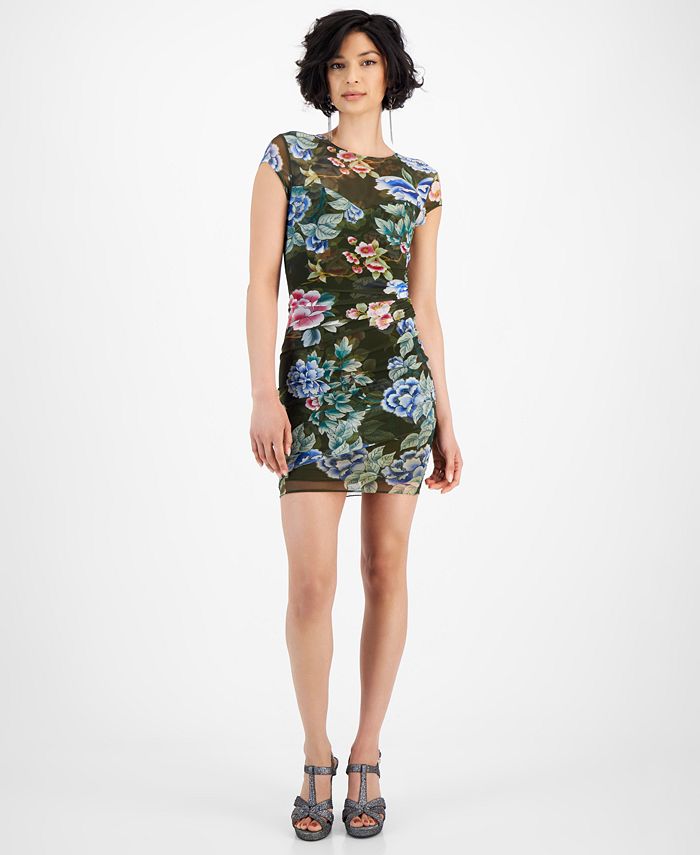 GUESS Women's Eco Aida Mesh Short Sleeve Dress - Macy's
