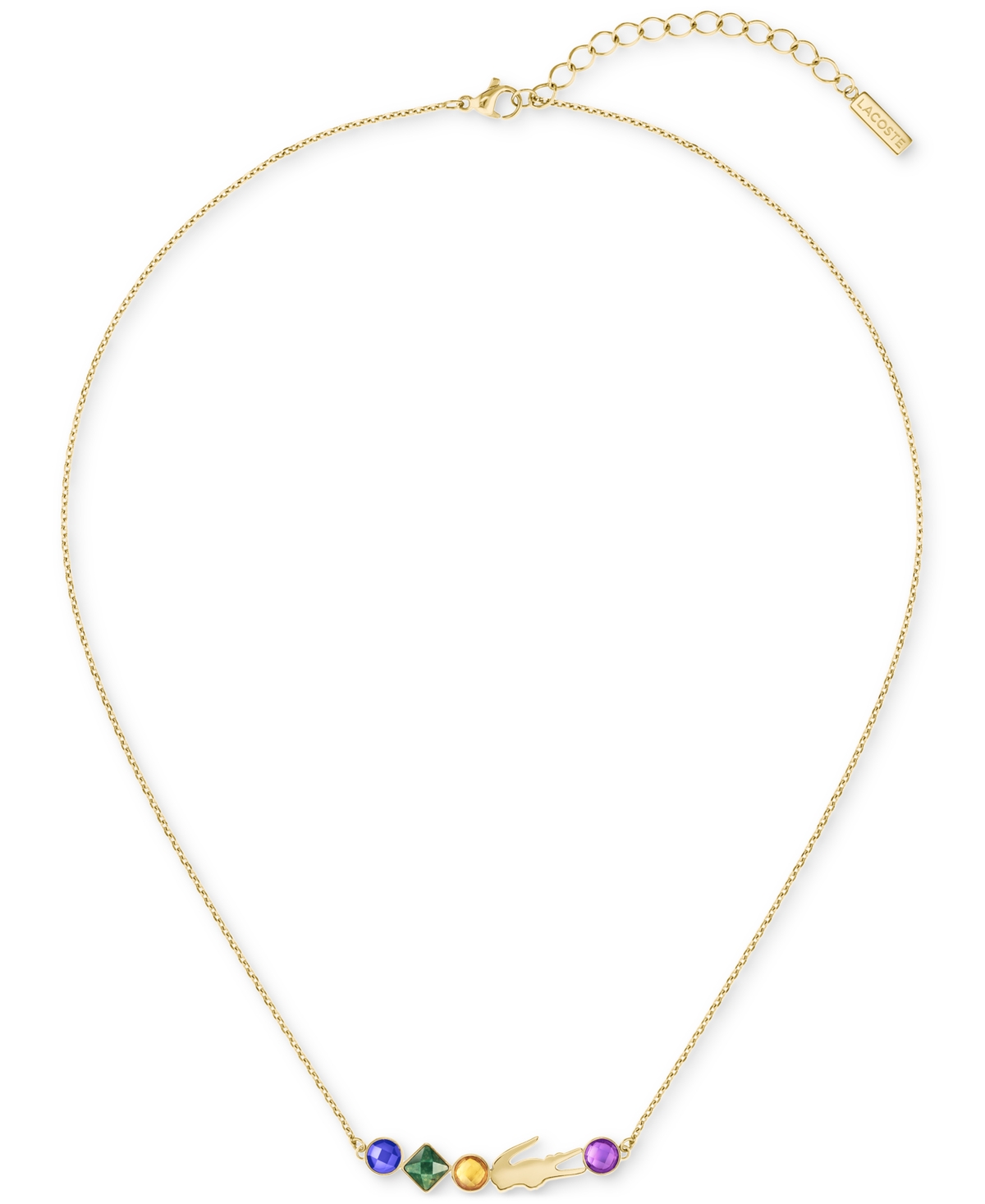 Gold-Tone Deva Multicolor Stone Pendant Necklace, 17" + 2" extender - Gold