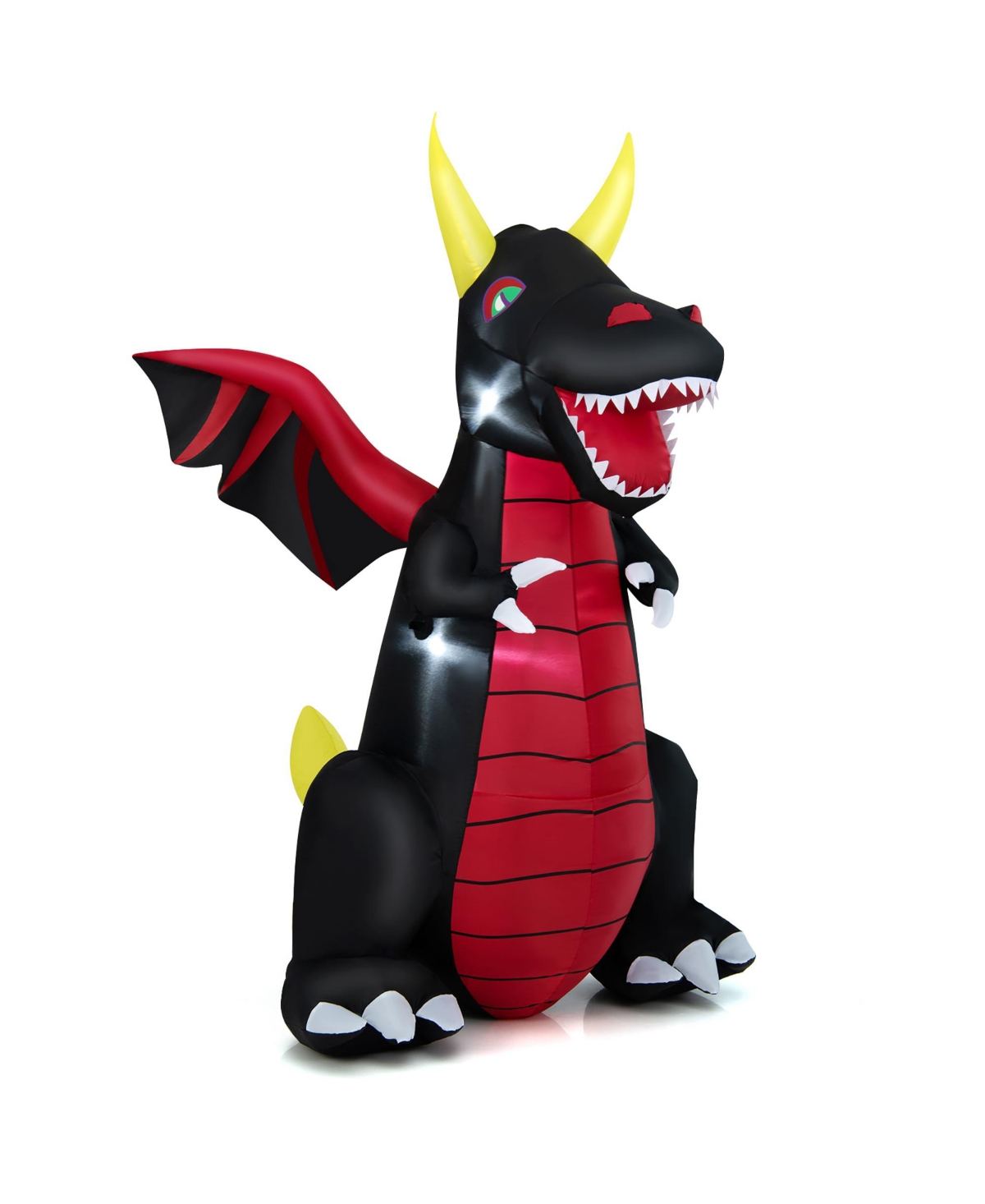 8 Ft Halloween Inflatable Fire Dragon Giant Blow up Decoration with Led Lights - Black