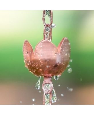 Copper Rain Chain with Tulip Style Cups for Gutter Downspout Replacement
