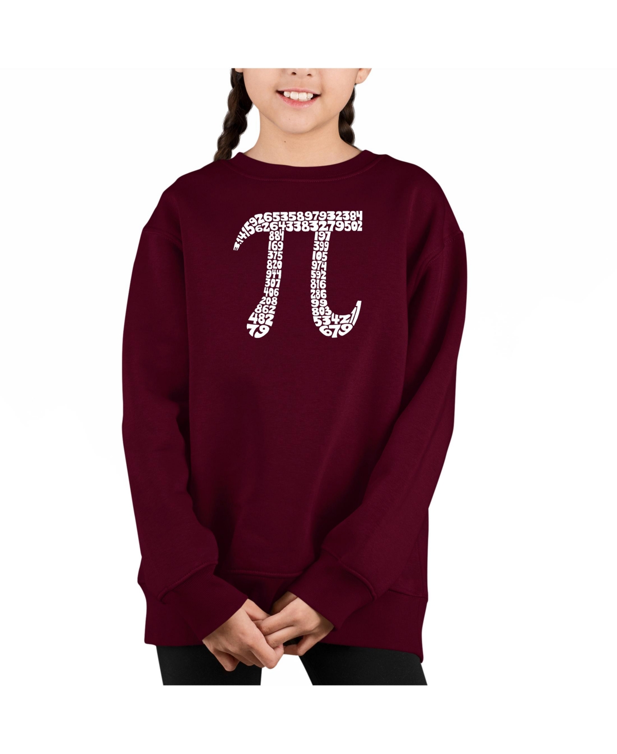 The First 100 Digits Of Pi - Big Girl's Word Art Crewneck Sweatshirt