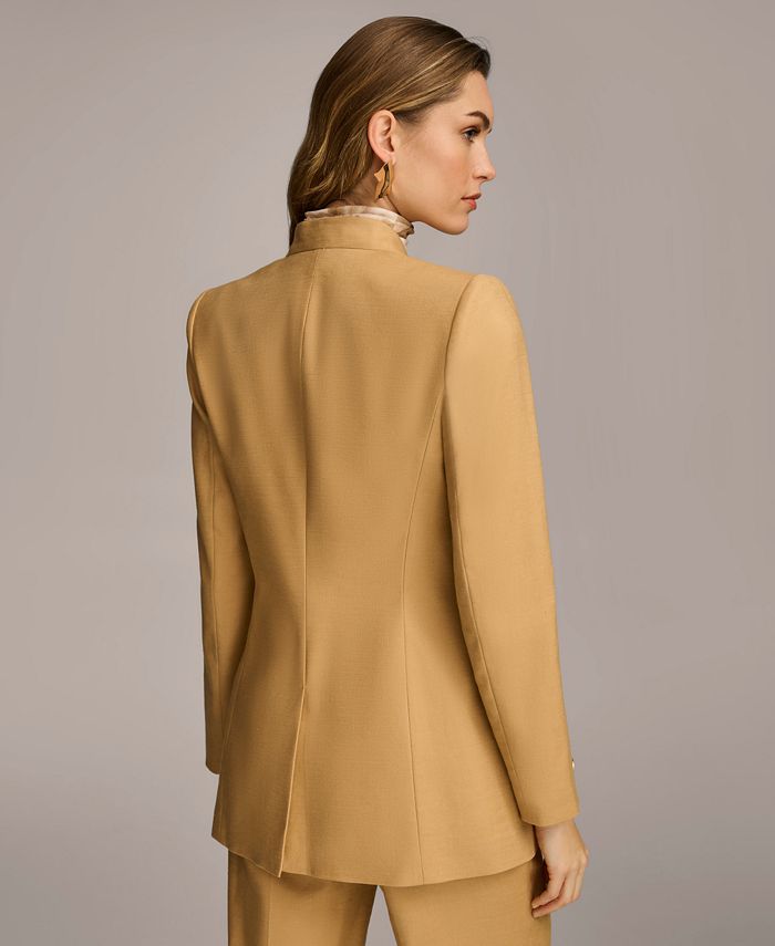 Blazer Femme DKNY Donna Karan Marron Taille 4 - Veste Rayure Trois Boutons Occasion Très Bon état
