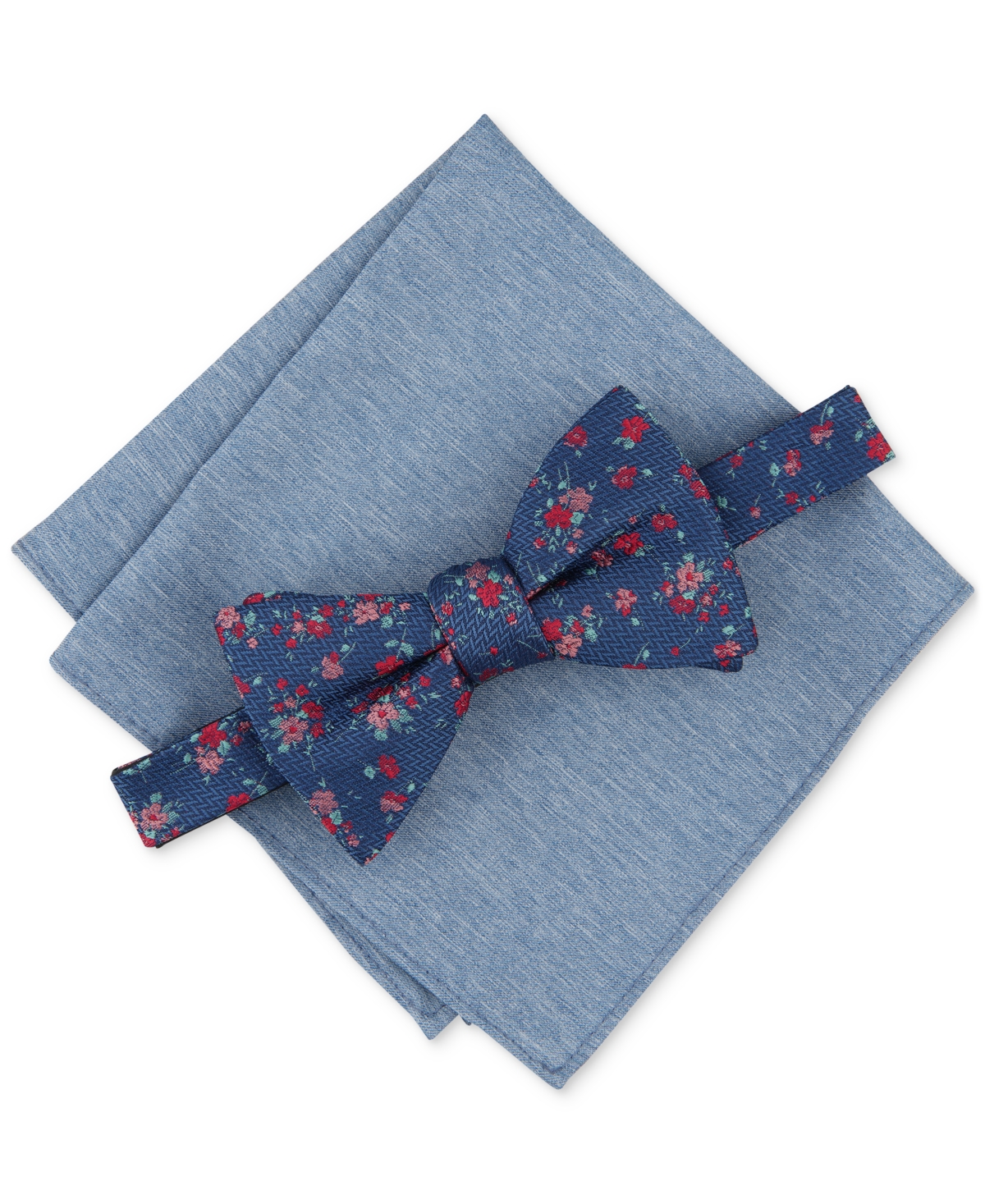 Men's Lance Floral Bow Tie & Pocket Square Set, Created for Macy's - Red