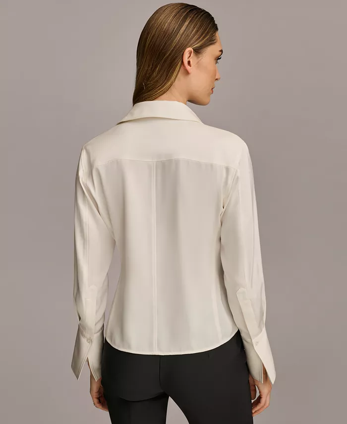 Women's Button-Front Point Hem Top - thumbnail 5