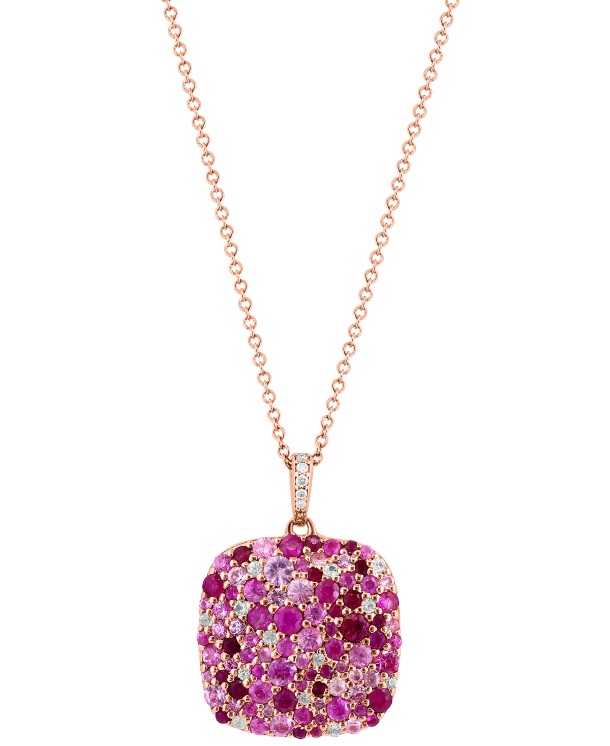 Shop Effy Collection Effy Multi-gemstone (2-3/4 Ct. T.w.) & Diamond Accent Cluster 18" Pendant Necklace In Rose Gold-plat In Gold Over Silver