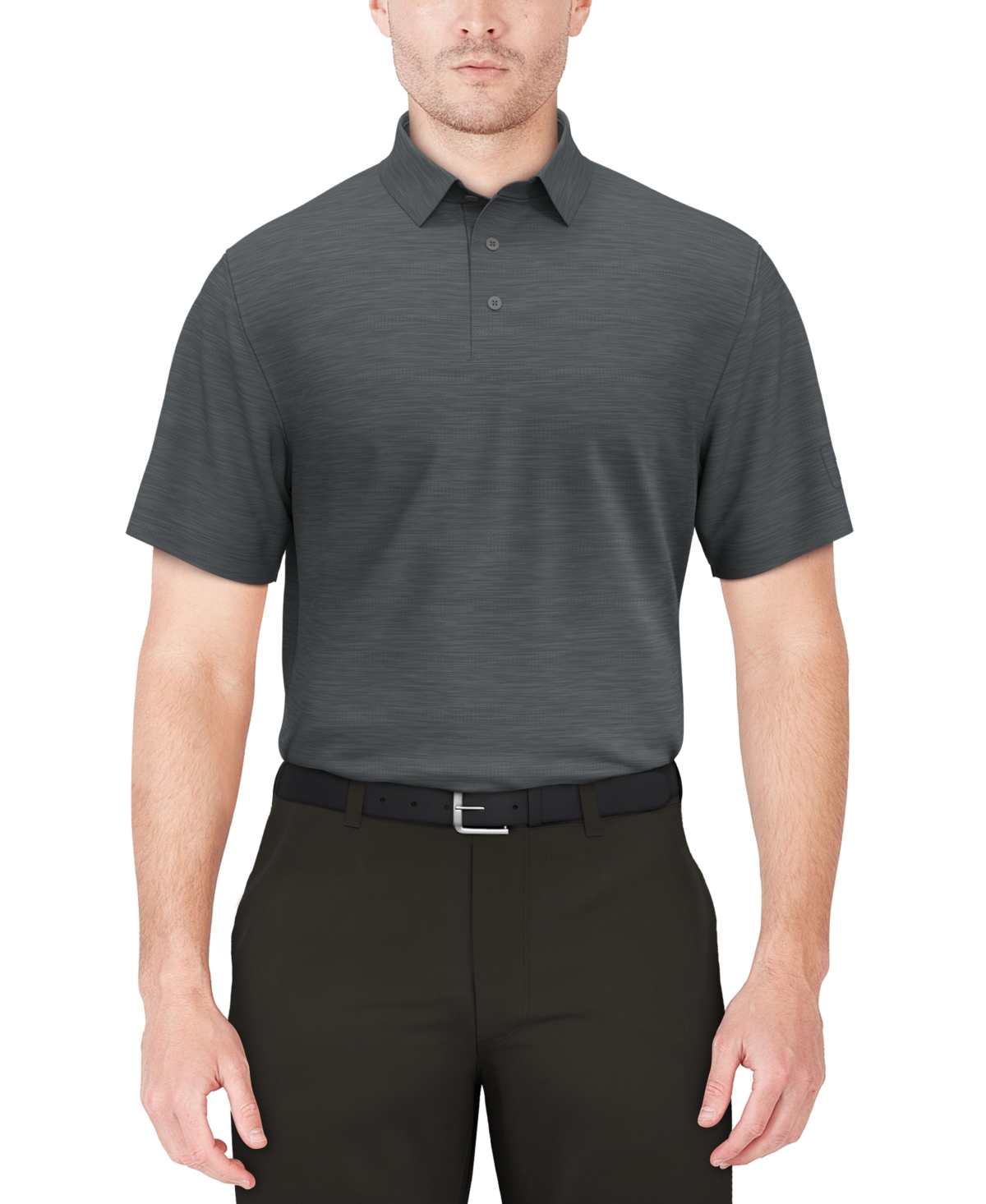 Pga Tour Men's Short Sleeve Airflux Heather Golf Polo Shirt