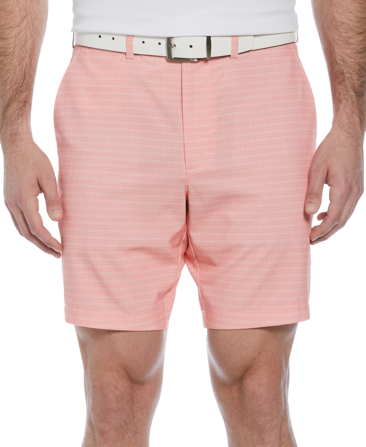 Pga Tour Men's Striped 8" Golf Shorts In Shell Pink