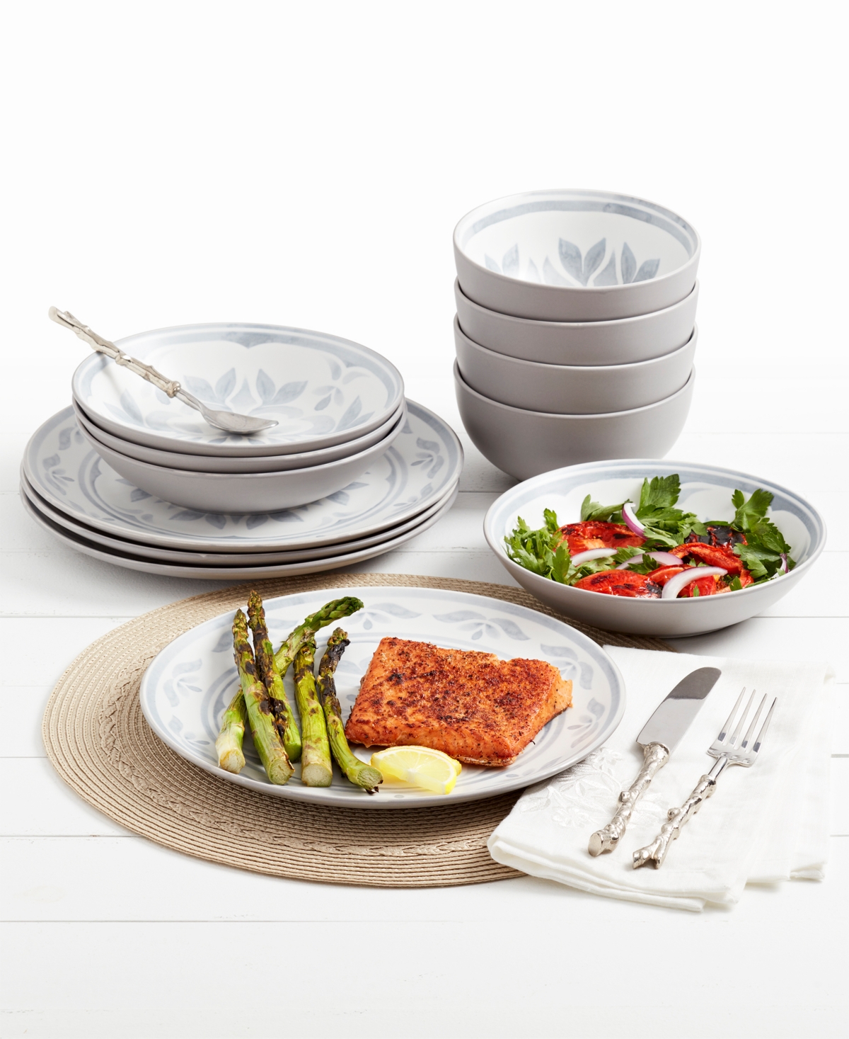 Tabletops Unlimited Carrara 12 Pc. Dinnerware Set, Service For 4 In Gray