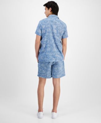 Shop Sun + Stone Sun Stone Mens Regular Fit Fabricio Shirt Charlie Palm Shorts Created For Macys In Hydrogen