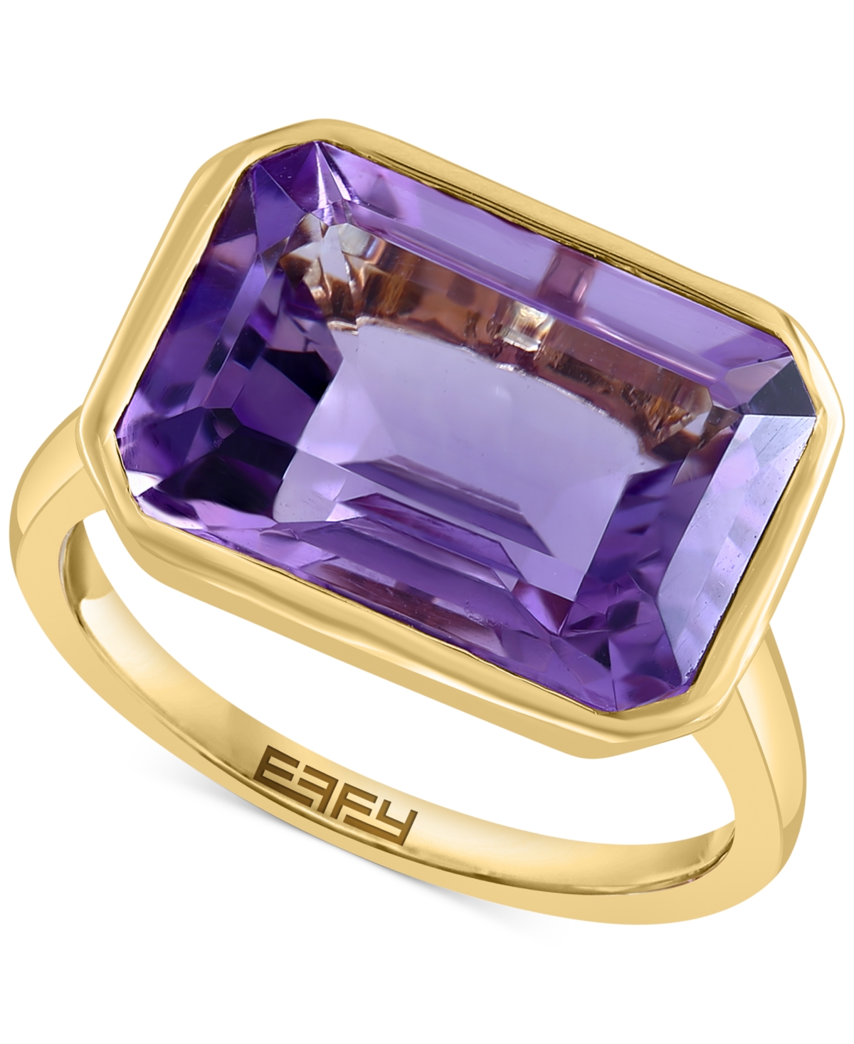 Shop Effy Collection Effy Pink Amethyst Bezel Statement Ring (7-1/8 Ct. T.w.) In 14k Gold