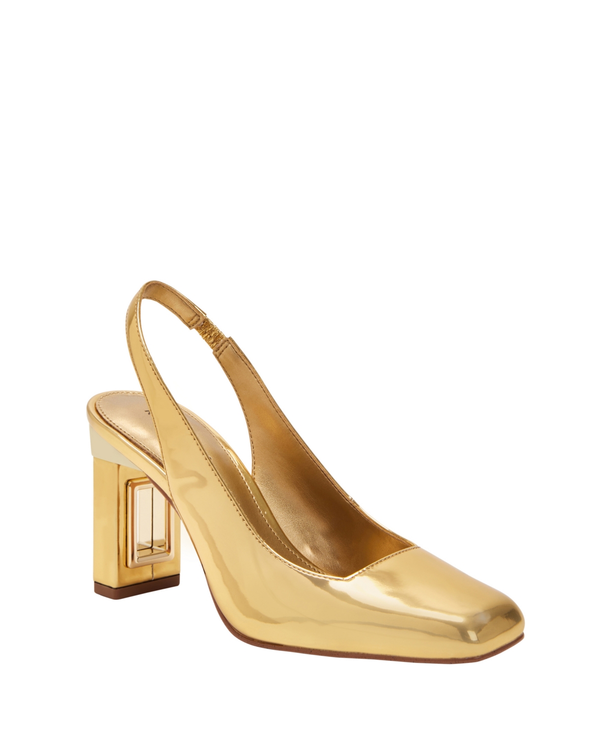 Women's The Hollow Heel Sling Back Pumps - Gold- Polyurethane, Polyester