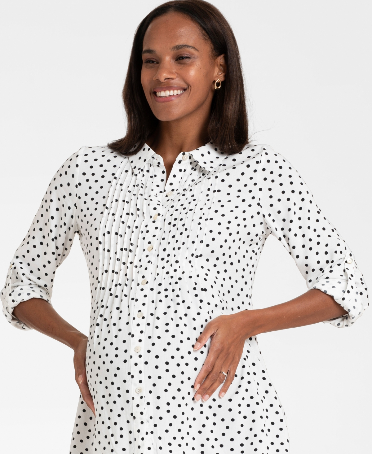 Seraphine Women's PolkaButton-Down Maternity Blouse - Dot