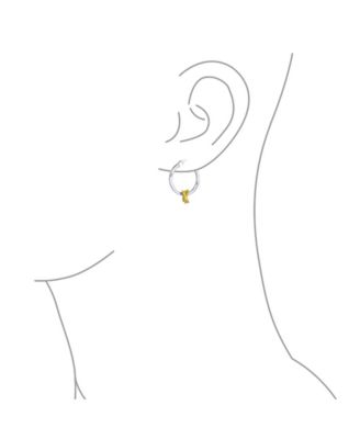 Twisted Side Charm Round Tube Thin Two Tone Love Knot Hoop Earrings Gold Plated Sterling Silver 1 Inch Diameter