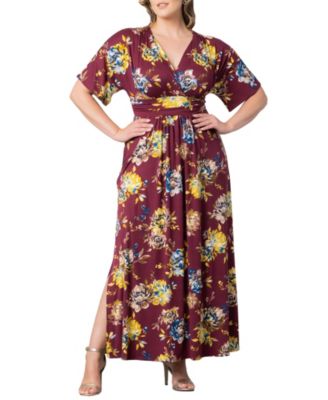 Women's Plus Size Vienna Kimono Sleeve Long Maxi Dress