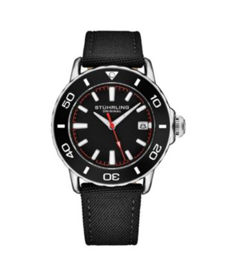 Stuhrling Men's 4041 Diver Watch Nylon Strap Rotating Bezel - Macy's