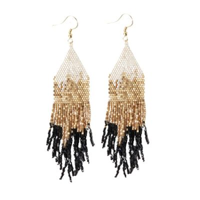 Claire Ombre Luxe Beaded Fringe Earrings - Black 42$