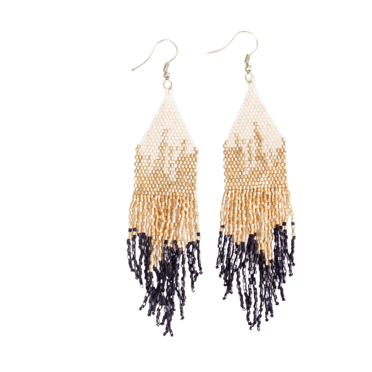 Claire Ombre Luxe Beaded Fringe Earrings - Blue