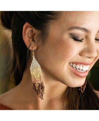 Claire Ombre Luxe Beaded Fringe Earrings