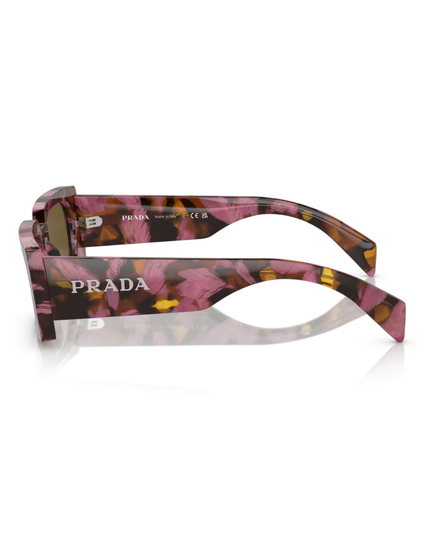 Женские солнцезащитные очки PRADA Lettering Rectangular Sunglasses, PR A07S, цвет: Красное дерево — фото 4