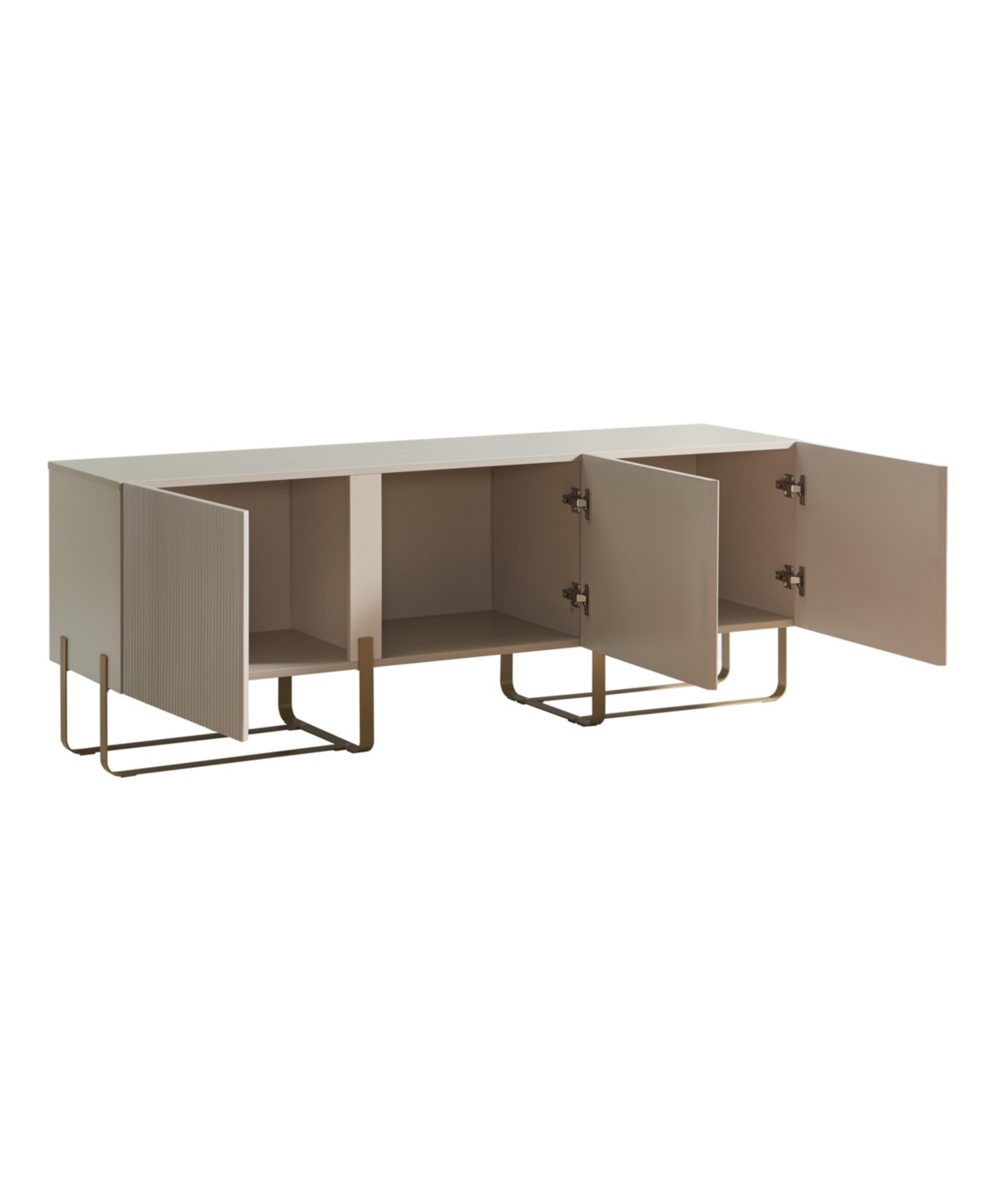 Shop Furniture Of America 60" Mdf Milo Modern Composite Three Cabinet Tv Stand In Light Taupe,vintage-like Gold