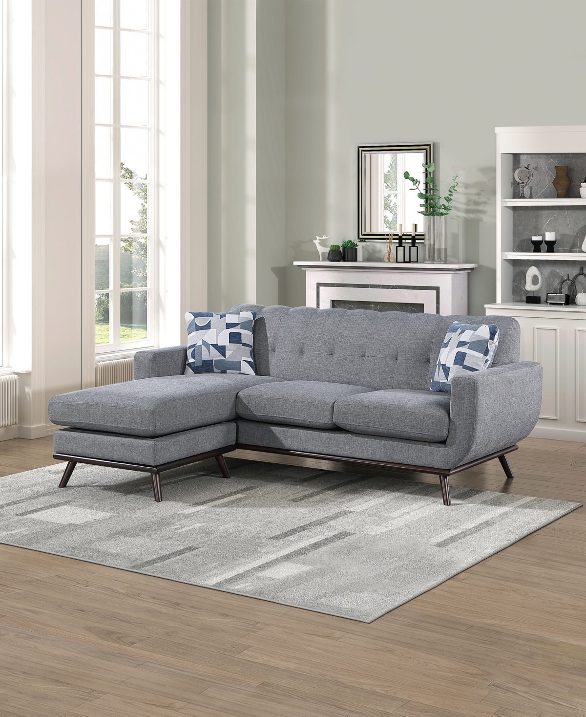 Homelegance White Label Andora Reversible 87" Sofa Chaise In Gray