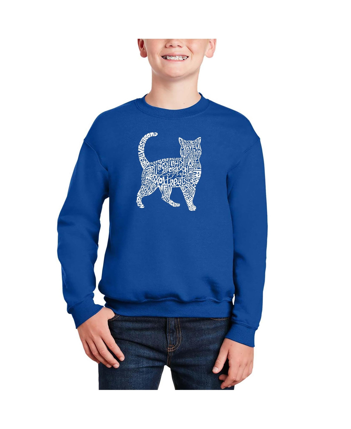 Cat - Big Boy's Word Art Crewneck Sweatshirt