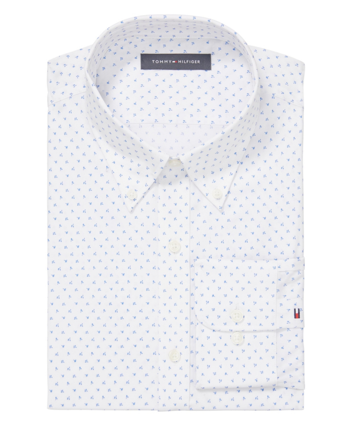Tommy Hilfiger Men's Th Flex Slim Fit Wrinkle Resistant Stretch Twill Dress Shirt