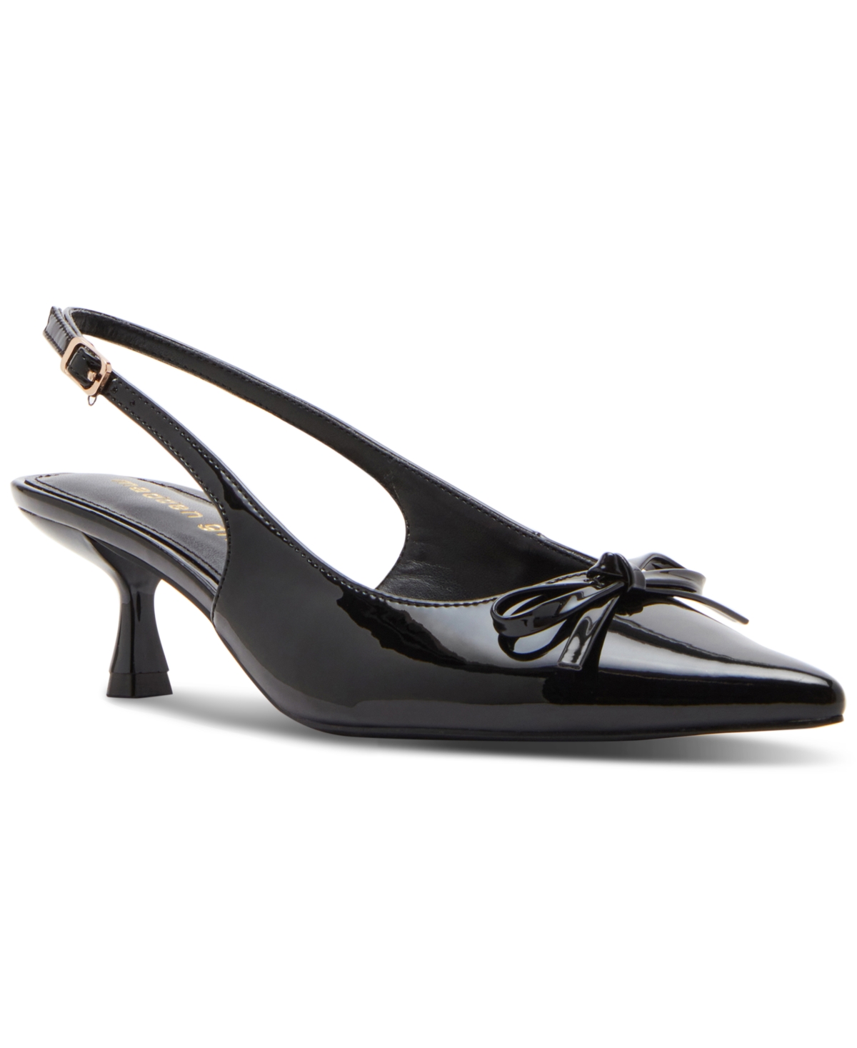 Shop Madden Girl Vogue Bow Slingback Kitten-heel Pumps In Black Patent