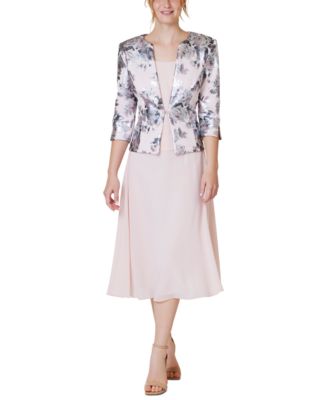 Jessica Howard Petite Lace Jacket & Chiffon Midi Dress Set