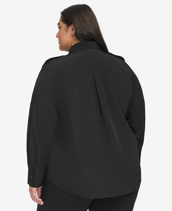KARL LAGERFELD PARIS Women's Plus Size Utility Shirt, FirstMacy’s Macy's