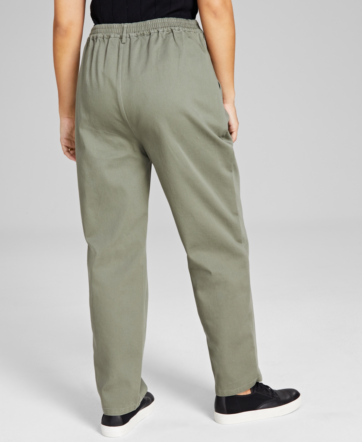 And Now This Women's Cotton High-Rise Barrel Leg Twill Pants, Created for Macy's