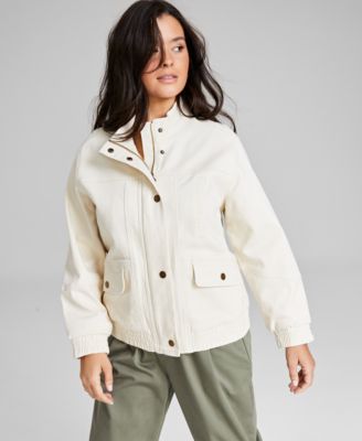 And Now This - Women's Long-Sleeve Denim Bomber Jacket
