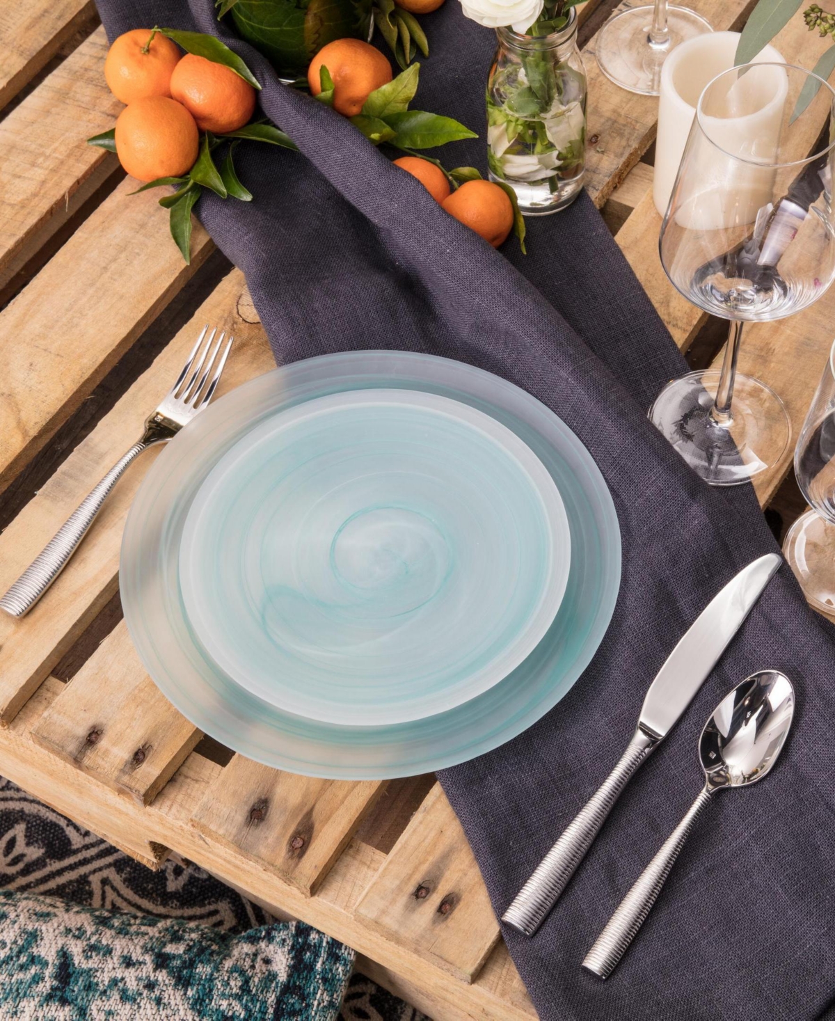 Fortessa La Jolla Dinner Plates, Service For 4 In Ink Blue