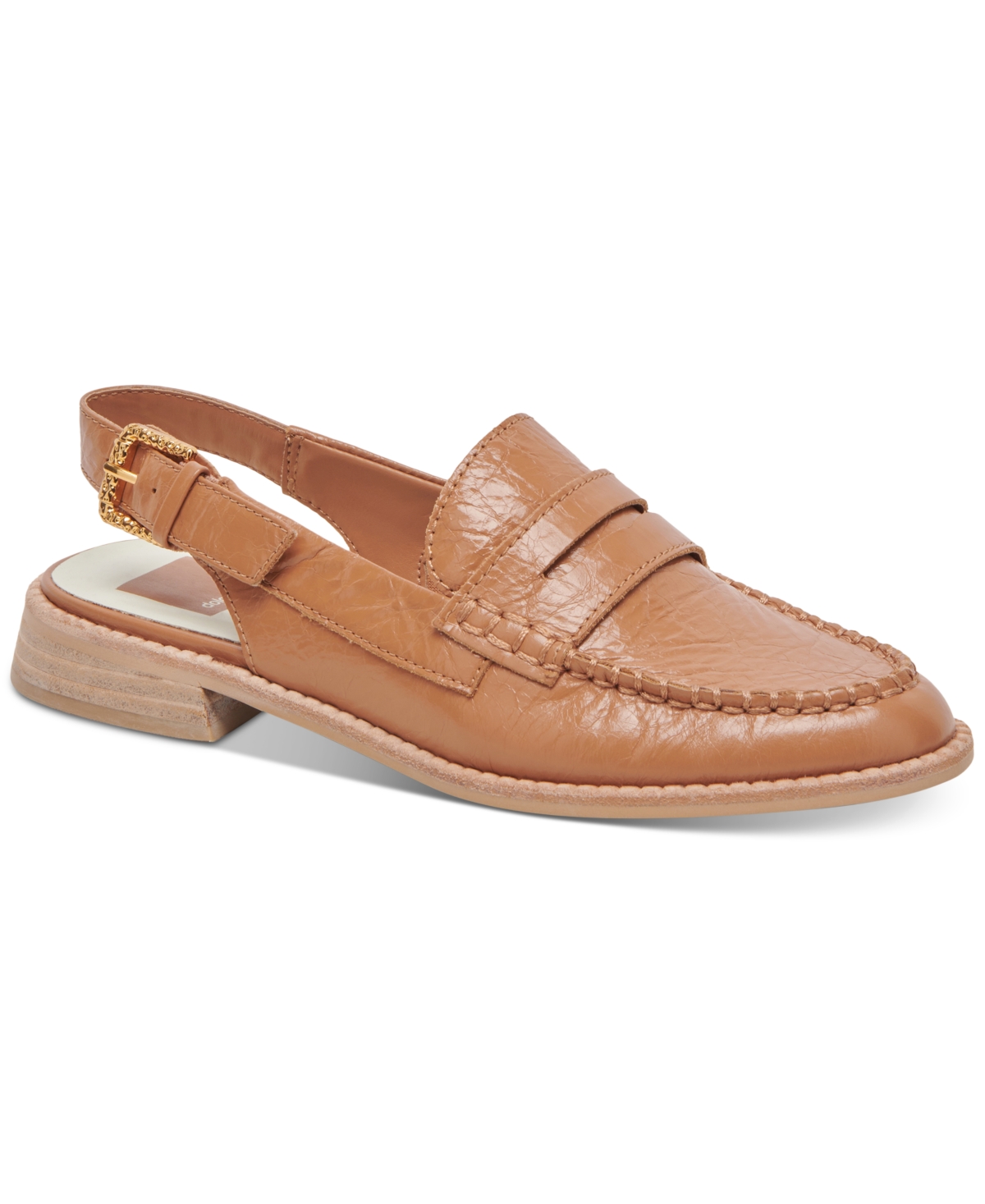 Dolce Vita Women's Hardi Tailored Slingback Loafers In Tan Crinkle Patent Leather
