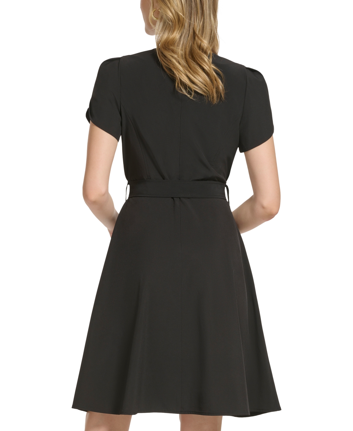 Shop Calvin Klein Women's Crewneck Short-sleeve A-line Dress In Black