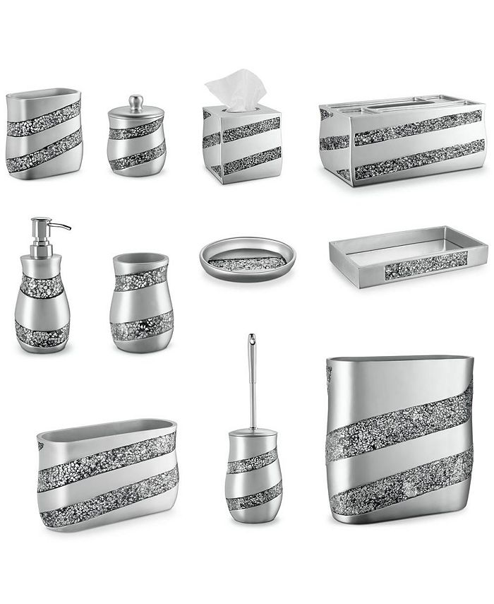 Creative Scents Silver Mosaic Bathroom Accessories Set Macy's